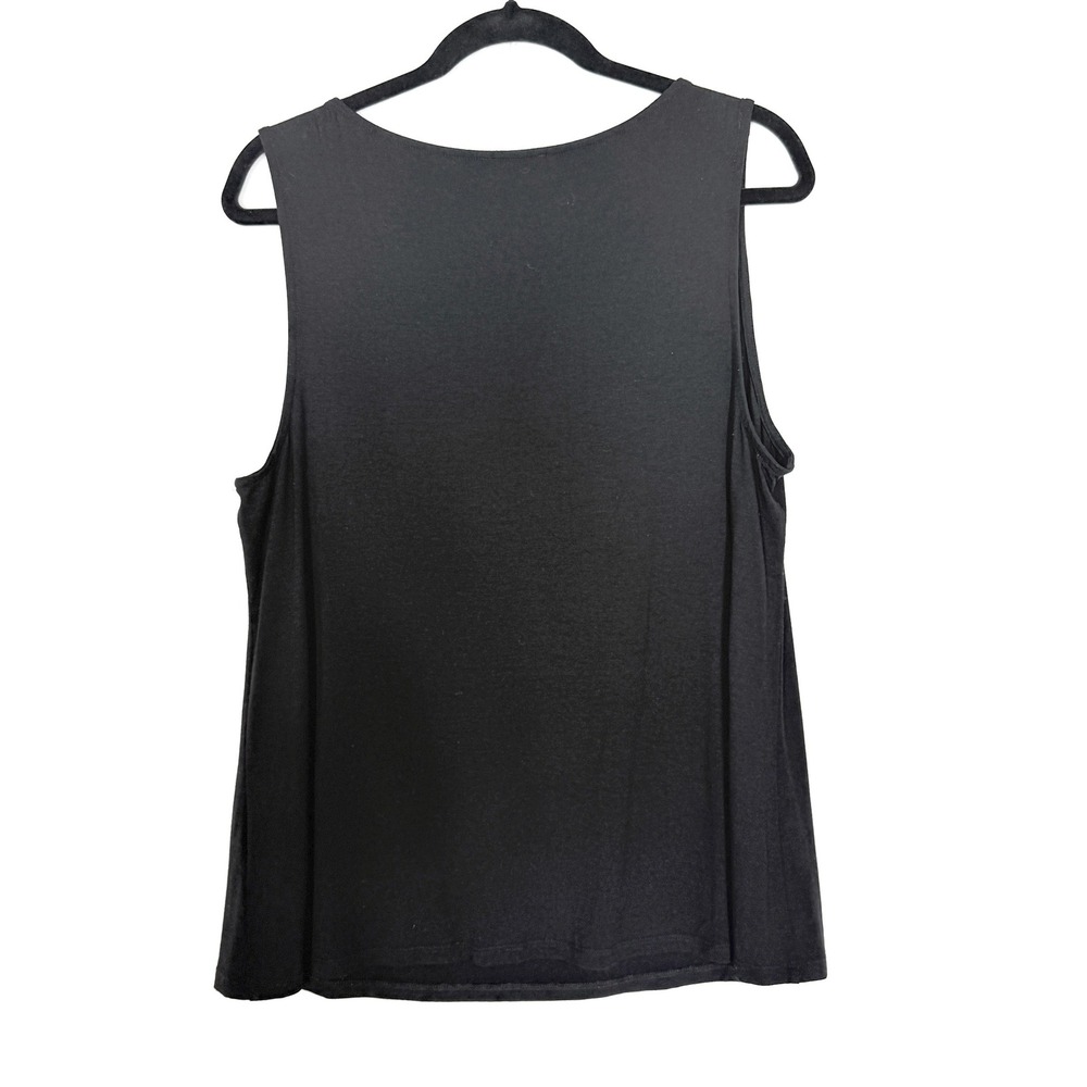 Eileen Fisher Petite Black Cowl Neck Sleeveless Jersey Top Tank PL USA Made - Picture 3 of 7